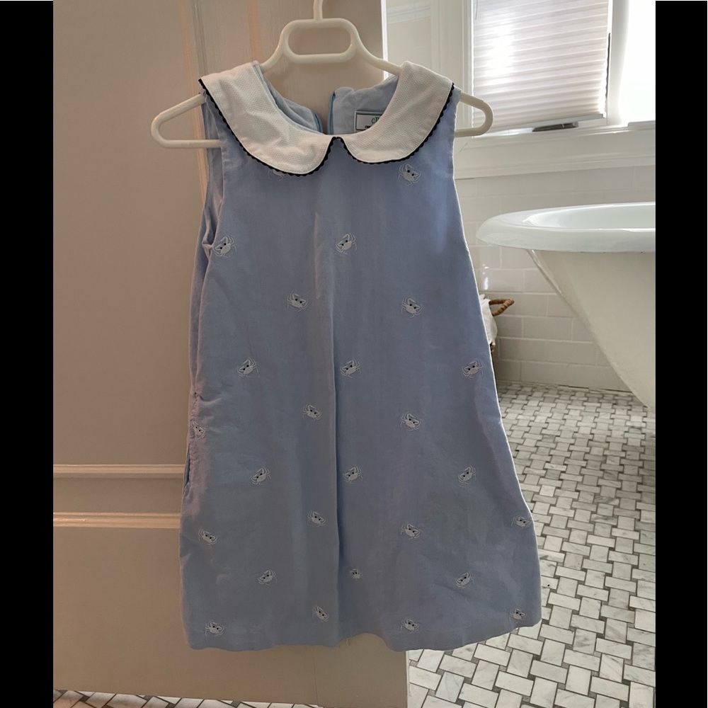 CPC blue with white crabs Peter Pan collar sz 7